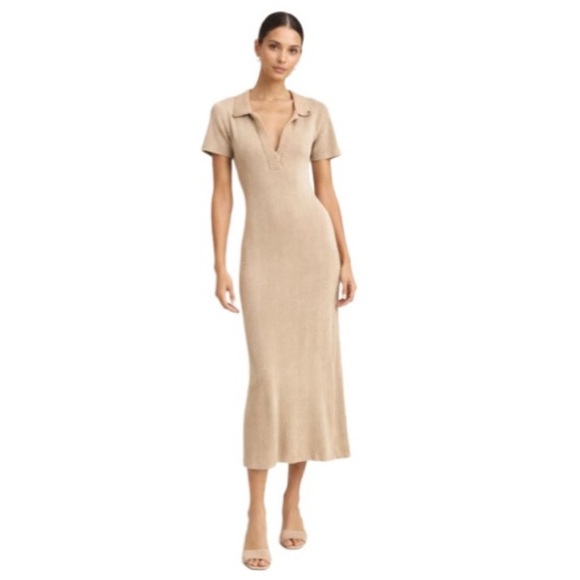 Caroline Constas Dresses & Skirts - Ribbed Knit Crochet V-Neck Midi Dress by Caroline Constas